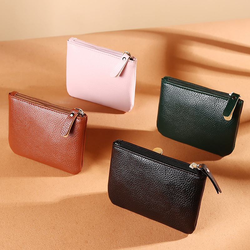 Solid Color Coin Purse for Men and Women, Mini Soft Leather Clutch Bag, Simple Small Wallet, Card Holder, Zipper Bag, Key Coin Bag