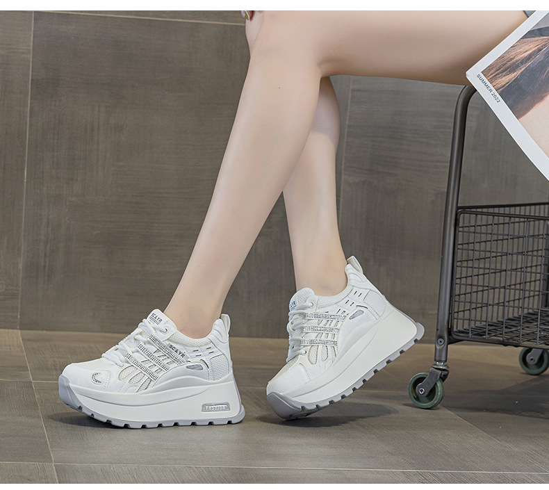 Giày sneaker nữ đế dày tăng chiều cao lưới thoáng khí mùa hè — Tím 5039, Trắng 5039, Vàng 5039 chi tiết 17
