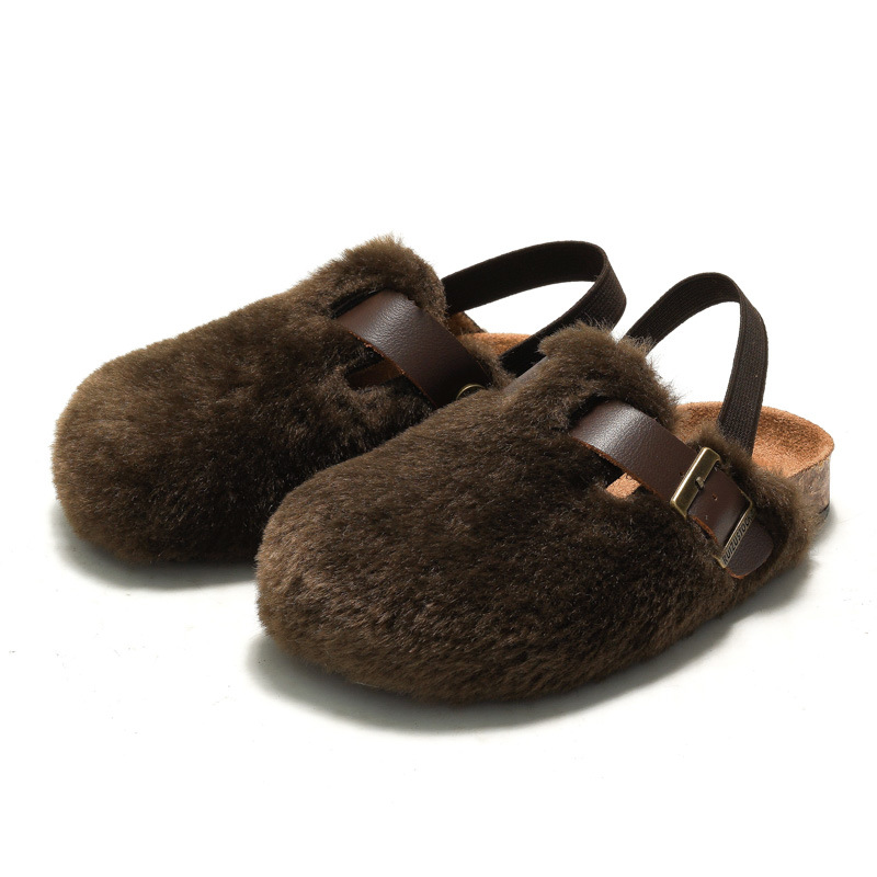 RUIZUSTOCK Automne Hiver Nouvelles Sandales Chaudes En Daim Fourrure De Lapin Pour Enfants En Liège Pour Garçons Et Filles_voghion.com
