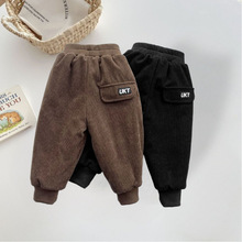 男童加绒加厚裤子冬季保暖儿童休闲裤宝宝外穿夹棉灯芯绒棉裤洋气