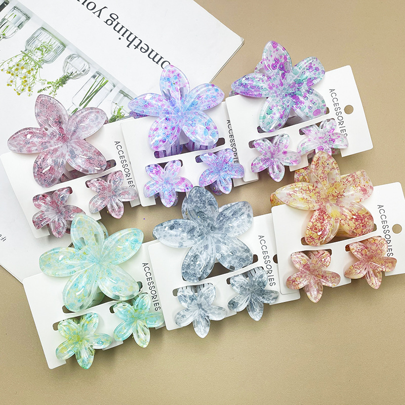 96g Weight Hair Claws Hair Accessories Type 1 Set Quantity Daily Occasion Plastic, Resin Material Plumeria Pattern All Seasons Season Women's Gender Stoving Varnish Design Cute Style Cute Women's Plumeria Plastic Resin Stoving Varnish Hair Claws 10