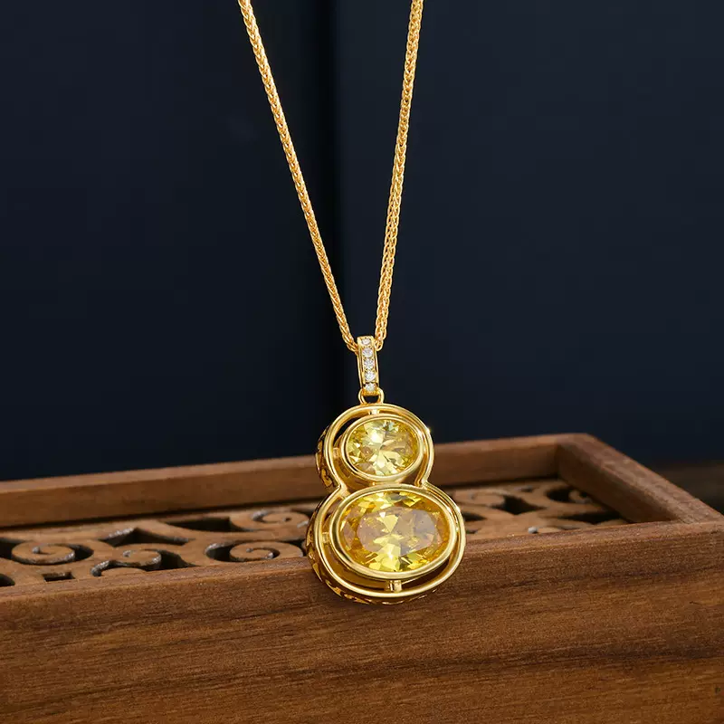 新款轻奢高档精美镂空时尚葫芦吊坠项链百搭福禄锁骨链女