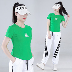 廣場舞服裝女夏裝跳舞服裝短袖跳舞套裝夏跳舞運動服裝 8001+8005
