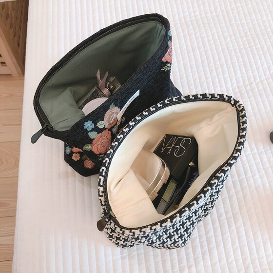 [Suxi cloth bag] retro plaid jacquard elegant cosmetic bag women's clutch convenient large capacity artistic National style