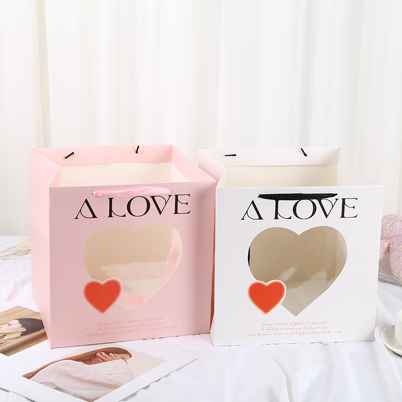 鲜花礼品包装手提袋网红ins正方形礼品袋diy花艺插花花束伴手礼袋