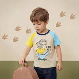26夏季新款男童短袖T恤欧美时尚恐龙印花儿童圆领T恤跨境货源童装