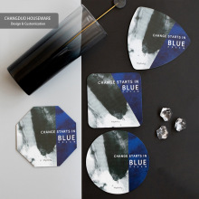 创意克莱因蓝色不锈钢金属杯垫餐垫隔热防滑垫网红直播货源定制