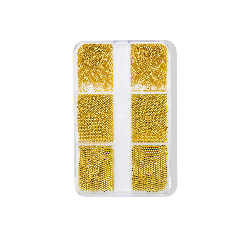 小紅書爆金6格美甲小鋼珠宝飾品0.5mmネイルビーズキャビア金銀爪宝飾品|undefined