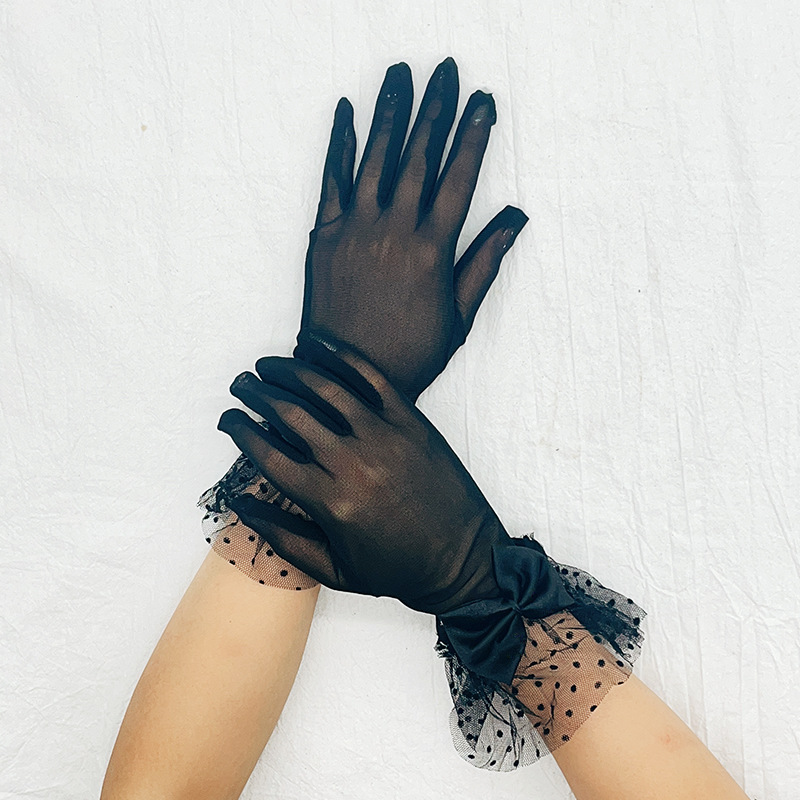 Black thin sexy summer elegant short gloves