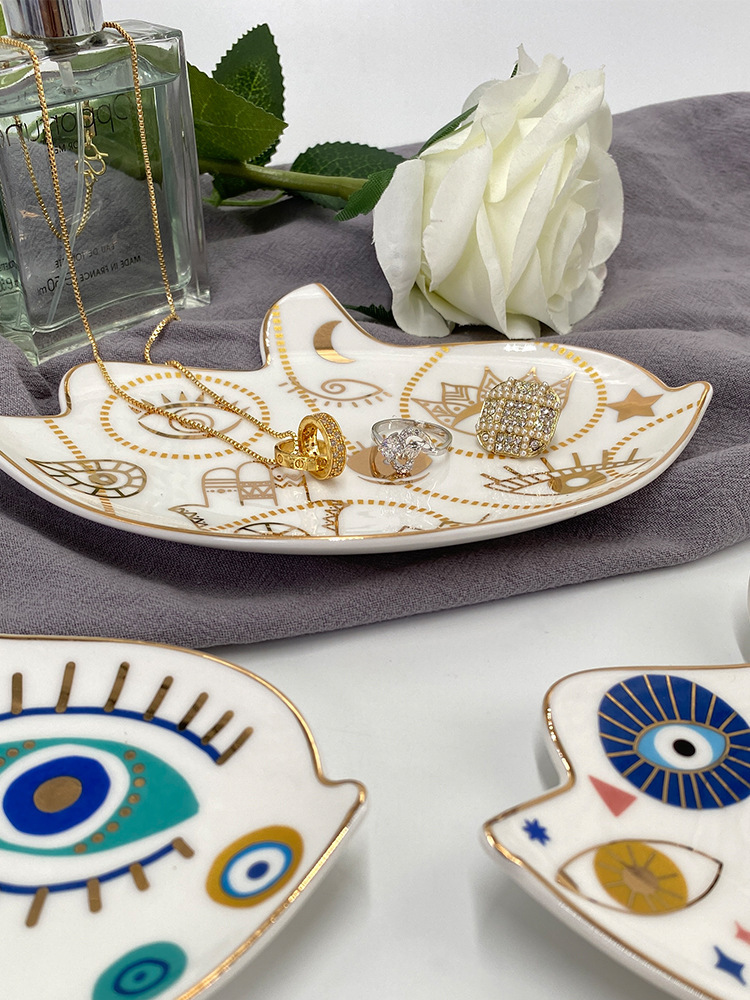 140g Weight tray Storage & Cleaning 1 Piece Quantity Holiday, Indoor Occasion ceramics Material Devil's Eye Pattern Simple Style, Classic Style Style Simple Style Classic Style Devil's Eye Ceramics Tray Artificial Decorations 5