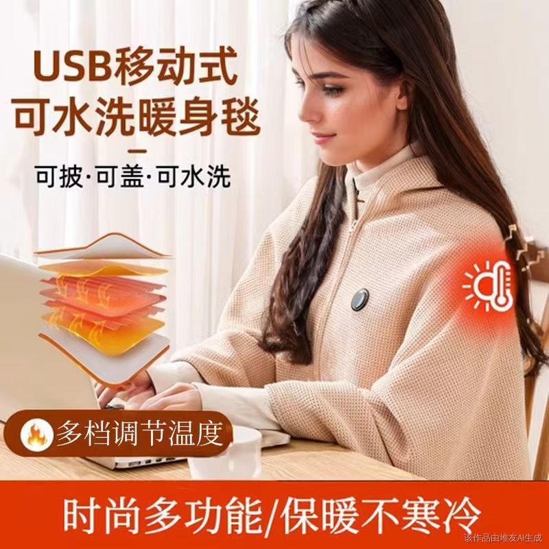 跨境石墨烯电热暖身毯USB可水洗发热披肩家用办公室户外加热褥子|undefined