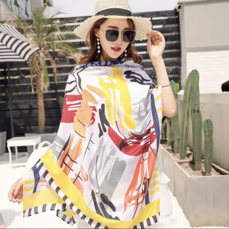 Sopa de satén de twill para mujeres 2025 bufandas de viento nacional de verano tibetanas bufandas de seda protector solar lago Qinghai turismo foto toalla de playa