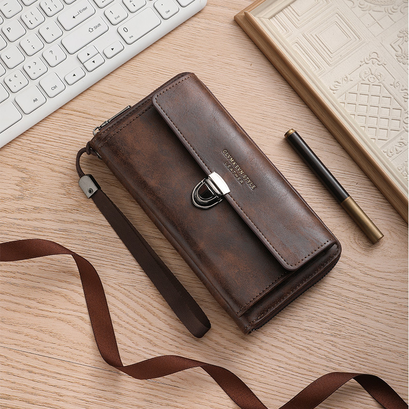 2025 New Men's Wallet with Multiple Card Slots, Fashionable Long Wallet, Large Capacity Clutch Bag, Mobile Phone Coin Purse