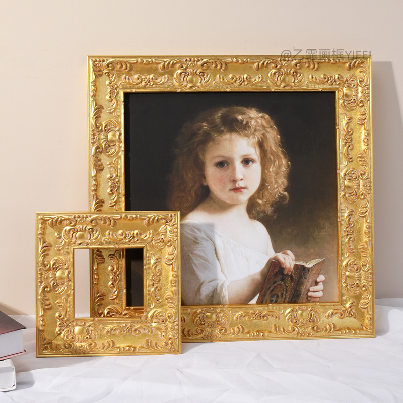 French-Style European Gold Foil Mirror Frame Oil Painting Custom Wooden Framing Wooden Picture Frame Solid Wood Frame Self-Assembled Photo Frame Empty Frame French-Style European Gold Foil Mirror Frame Oil Painting Custom Wooden Framing Wooden Picture Frame Solid Wood Frame Self-Assembled Photo Frame Empty Frame