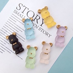 Northern European cute transparent crystal bow tie violent bear accessories handmade DIY phone case hair accessory cup resin sticker