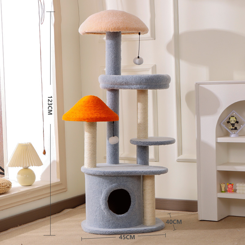 Árbol para Gatos Grande Transfronterizo Hecho de Sisal, Soporte para Gatos que Ahorra Espacio, Modelo de Exportación, Árbol para Gatos Integrado con Cama para Gatos, Suministros Populares para Mascotas.