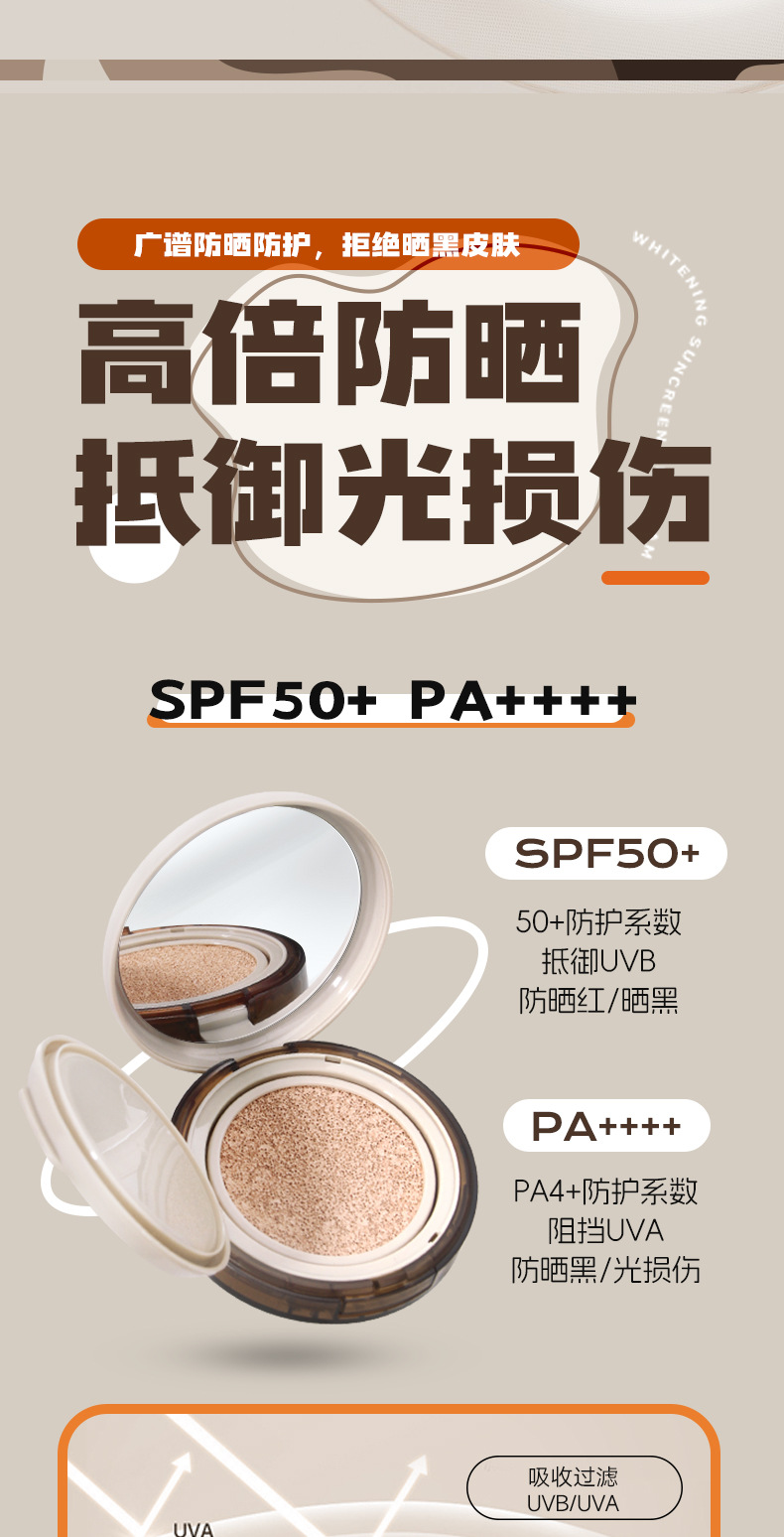 New Skin Magnolia Whitening Sun Protection Cushion BB Cream SPF50 Waterproof, sweat-proof, Non-greasy, No False vaginal discharge Replacement Application Scenario