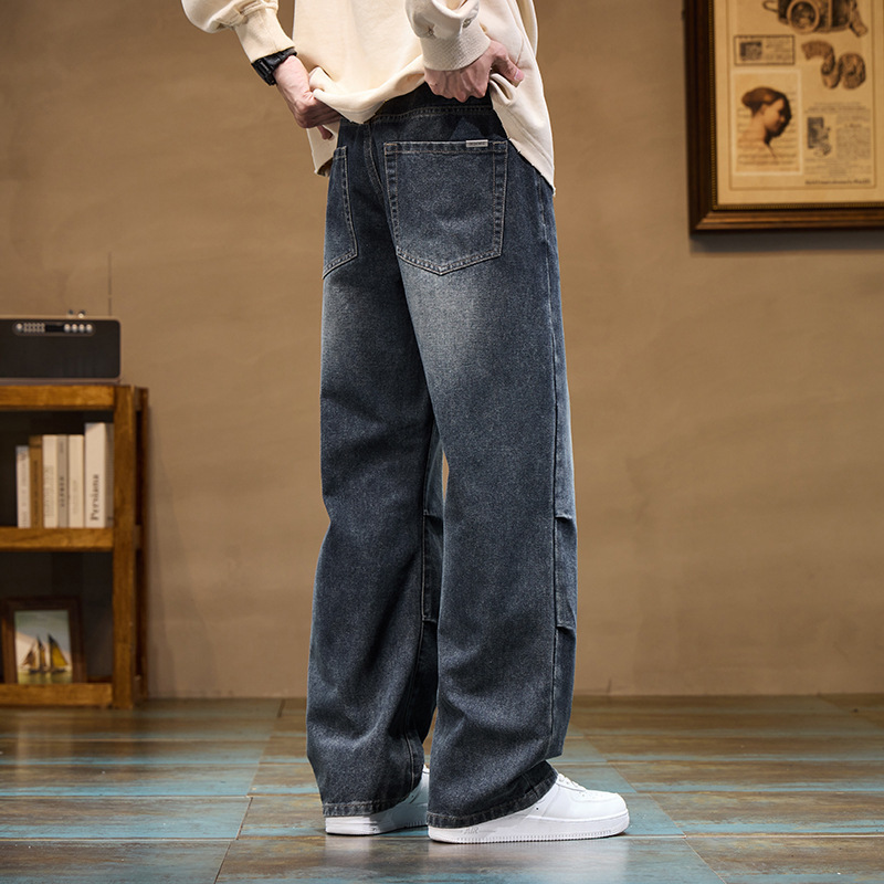 [plus velvet] thick straight men's jeans autumn and winter new fashion fried street handsome high quality wide leg pants