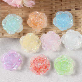棠浔 流光幻彩玫瑰花树脂配件 diy饰品耳环头饰手机壳花朵贴片