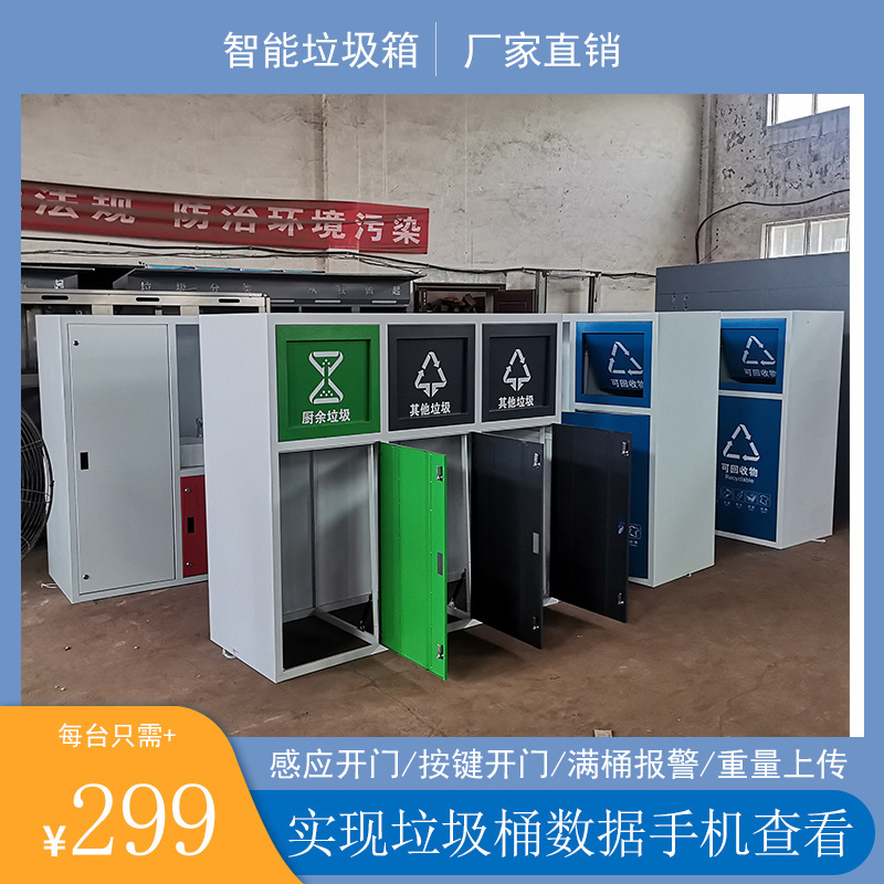 Community Smart Trash Can Sensor Button to Open the Door, Full Bucket Alarm, Electric Door Opening, Recycling Bucket, Automatic Door Opening by Human Body