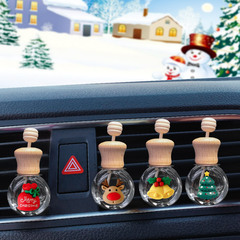 卡通聖誕汽車出風口香水瓶空瓶玻璃創意車載香薰瓶精油節日禮物