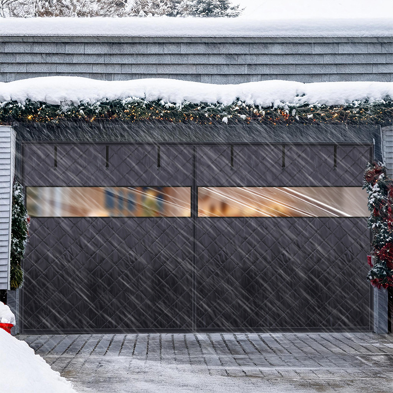 Garage Window-Opening Cotton Door Curtain, New Winter Model, Cold-Proof and Warm, Magnetic, No-Drill, Black Door Curtain, Thickened Oxford Cloth