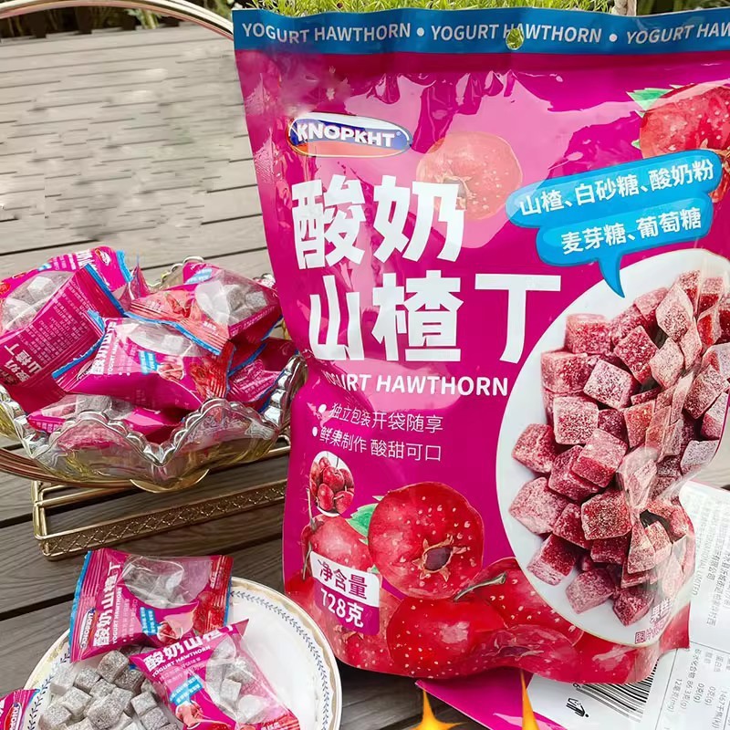 KNOPKHT熊三歲酸奶山楂丁348/728g鮮果山楂果糕網紅兒童口袋零食