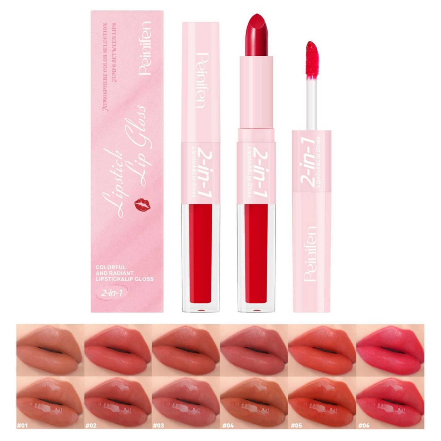 New cross-border foreign trade product: dual-ended lip gloss stick with mirror finish, water-gloss lip glaze, 3D highlighter, waterproof two-in-one lipstick