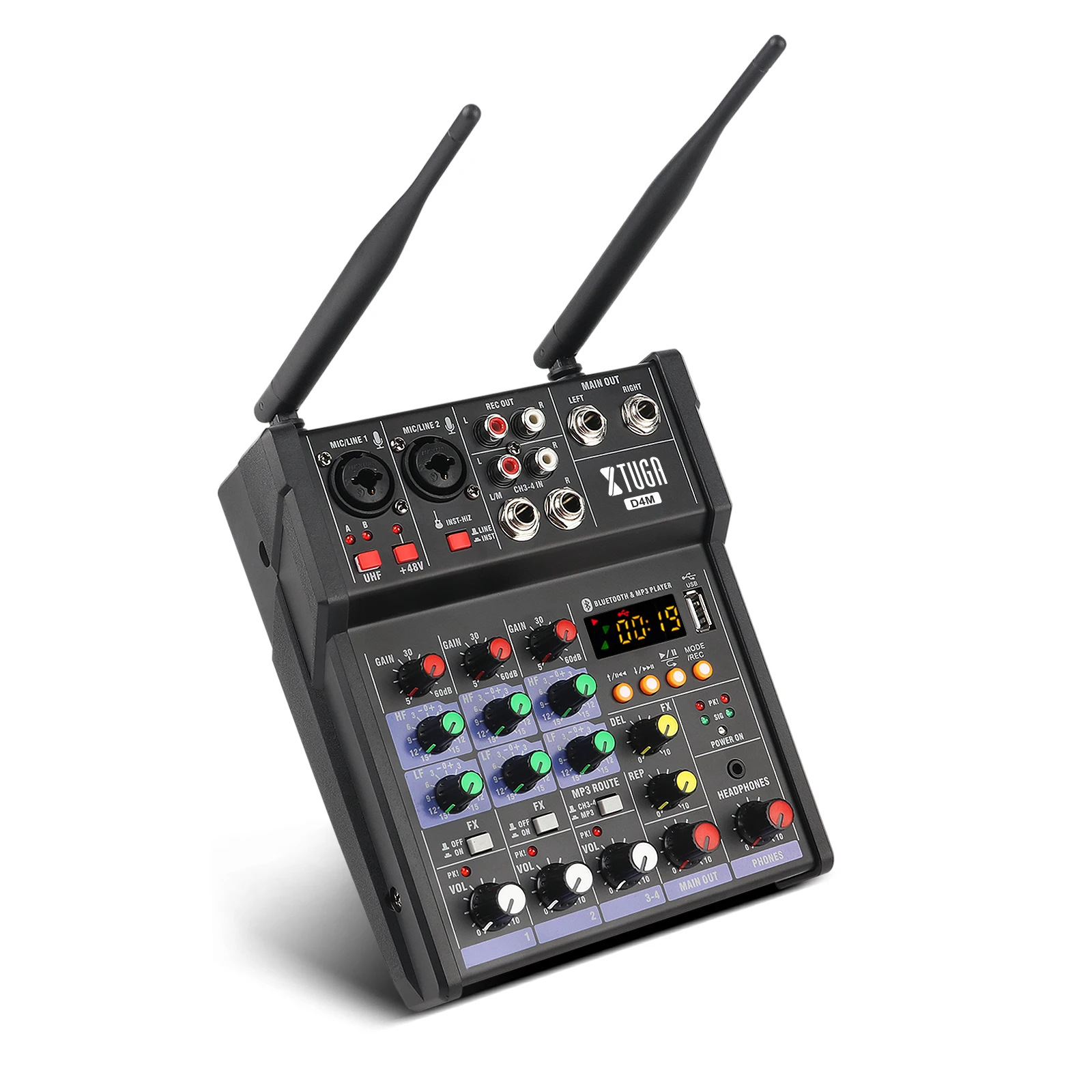 UHF doble canal micrófono inalámbrico micrófono de mano KTV casa mezclador de audio conjunto de mezclador