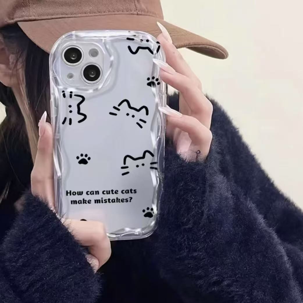 Gatito simple europeo y americano para iPhone 15promax funda para teléfono móvil Apple 16 anti-caída 14pro Japón y Corea 13/12