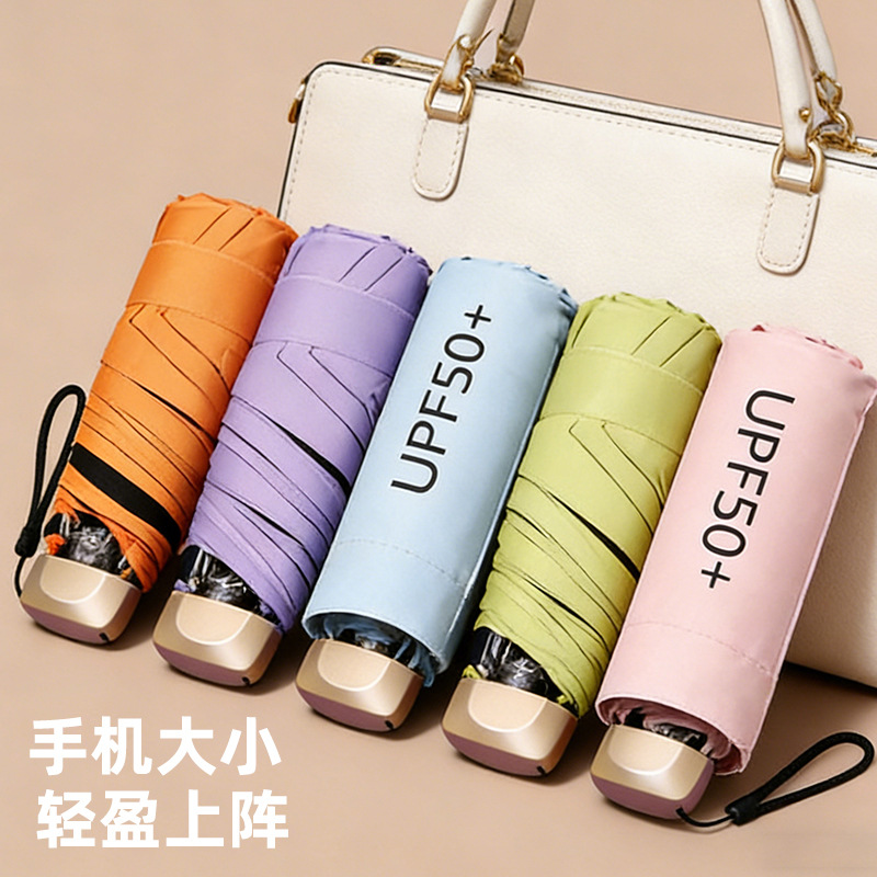 Paraguas personalizado para clima soleado y lluvioso, paraguas plegable de cinco pliegues para protección solar femenina, paraguas de sol manual ultraligero y engrosado, venta al por mayor. image 3