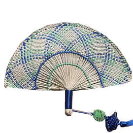 跨境非遗扇子四川特色古镇旅游伴手礼纯手工编织菁扇工艺品