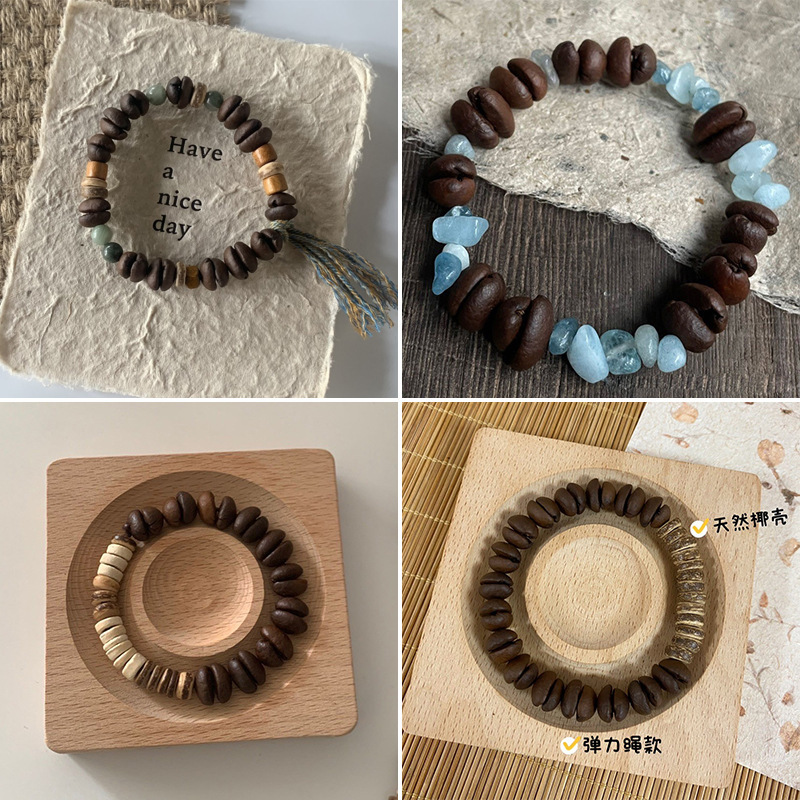 Vintage Literary Niche Bracelet Coffee Bean Bracelet Bodhi Personality Niche Design Jewelry Market Wholesale Single Circle for Women Vintage Literary Niche Bracelet Coffee Bean Bracelet Bodhi Personality Niche Design Jewelry Market Wholesale Single Circle for Women