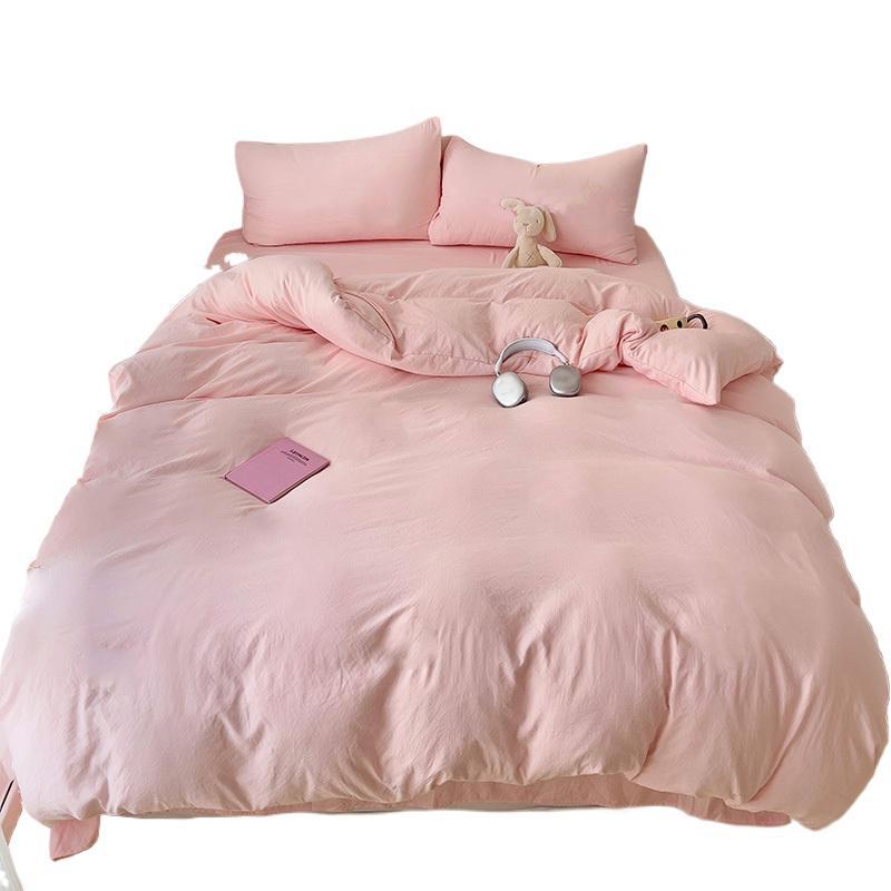Conjunto de cama 4 peças algodão liso macio amigo da pele_voghion.com