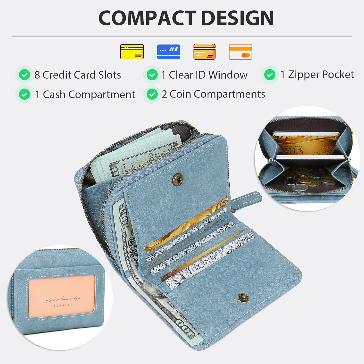 Transfronterizo PU piel antirrobo bolsa de tarjeta de órgano cubierta multifuncional gran capacidad simple bolsa de cambio bolsa de tarjetas billetera RFID