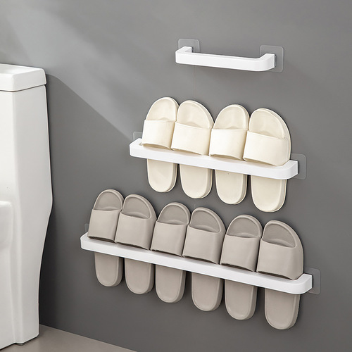 Bathroom wall hanging single pole punch-free slipper rack porch wall side wall hanging multifunctional shoe storage rack