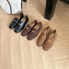 森系のレトロな茶色の楽福靴2025年春秋冬の絨毛面の深い口の平と単靴の百合の柔らかい底の瓢箪靴