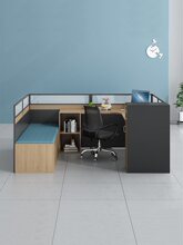 午休办公桌椅组合折叠床加班屏风职员大工位L型一体式带床办公桌