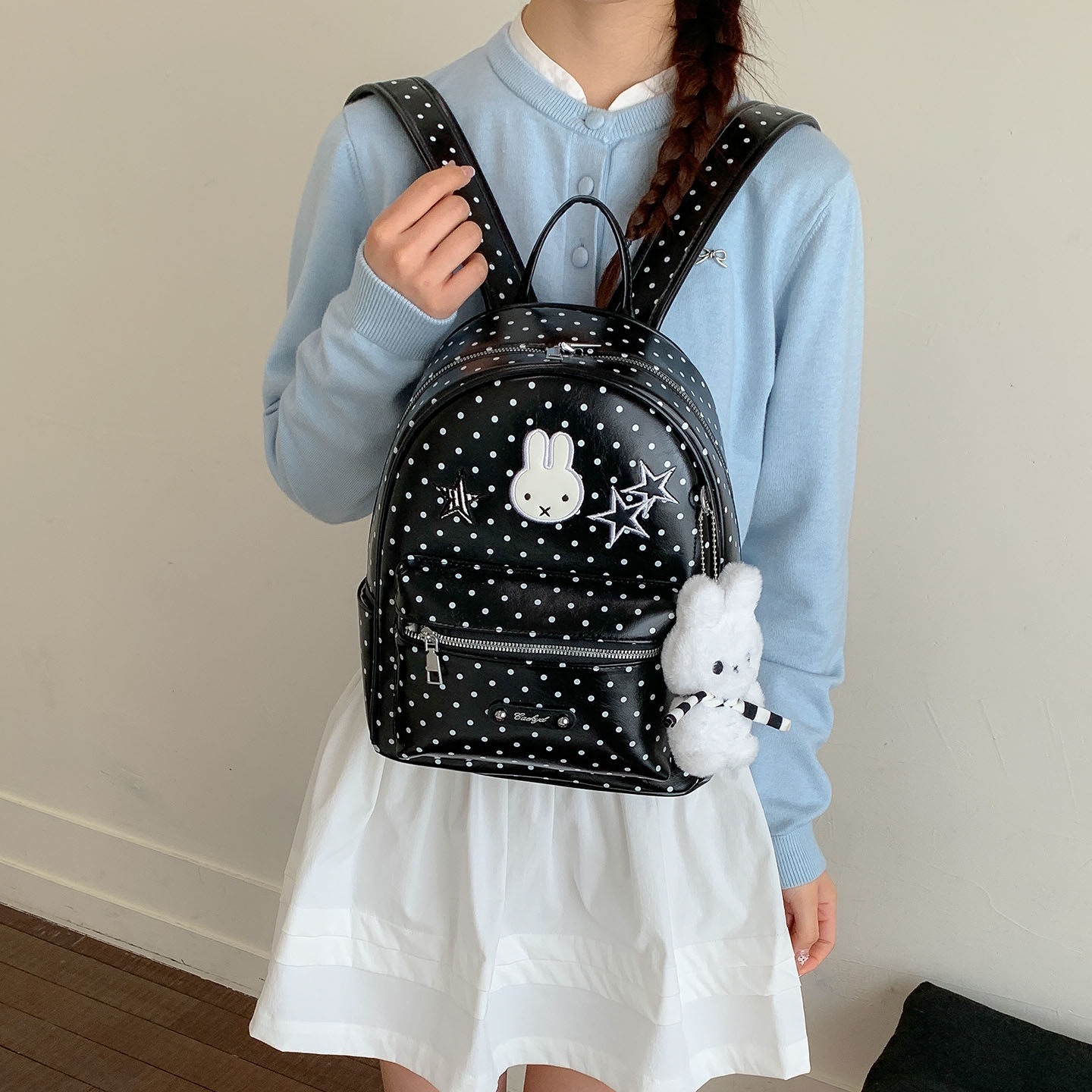 2026 mochila, mochila de viento, estudiantes de clase, gran capacidad, conejo, caricatura de dibujos animados, linda mujer, nuevo estilo coreano.