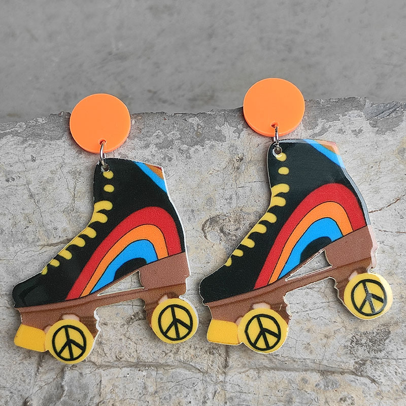 Cartoon Style Exaggerated Fashion Skates Arylic Irregular Carving Earrings display picture 4