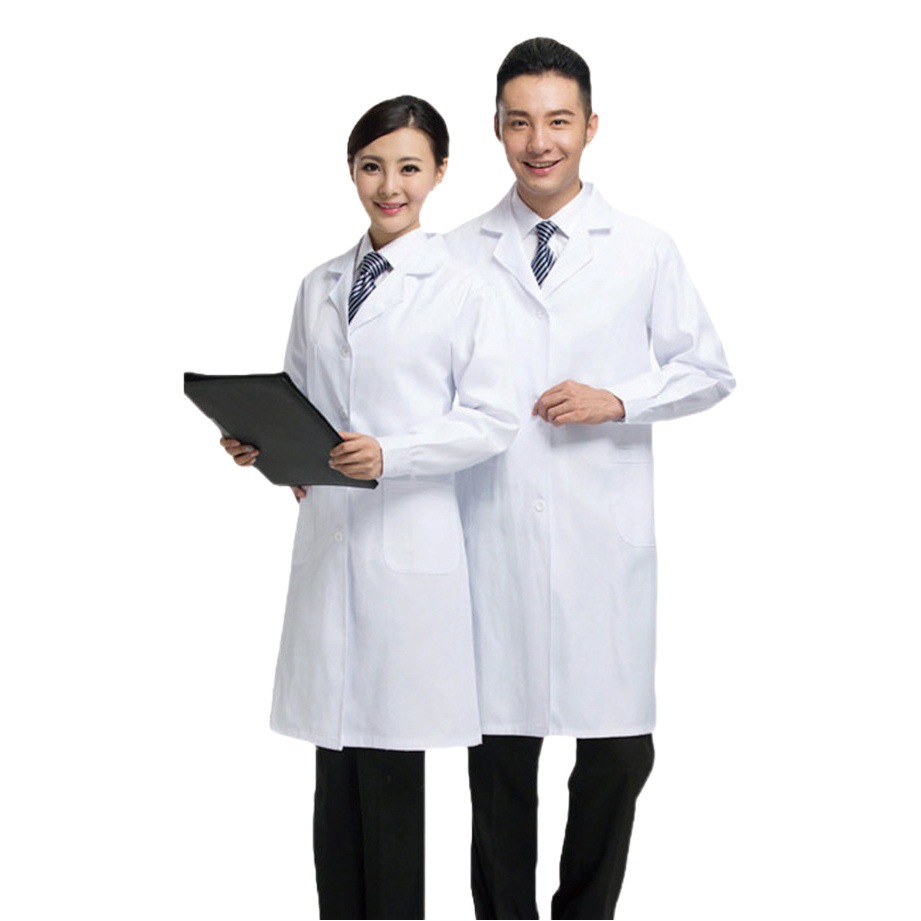 Spring and Autumn White Lab Coats, Long-Sleeved Physician Uniforms for Men and Women, Doctor and Nurse College Pharmacy Short-Sleeved Work Blue Lab Coats