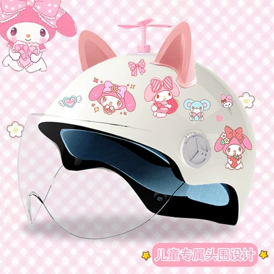 motorcycle safety helmet, Motosiklet kaskı (dəbilqə) - bright-white-high-definition-random-windmill-pink-ears-3c-certified-model-meimei-tz