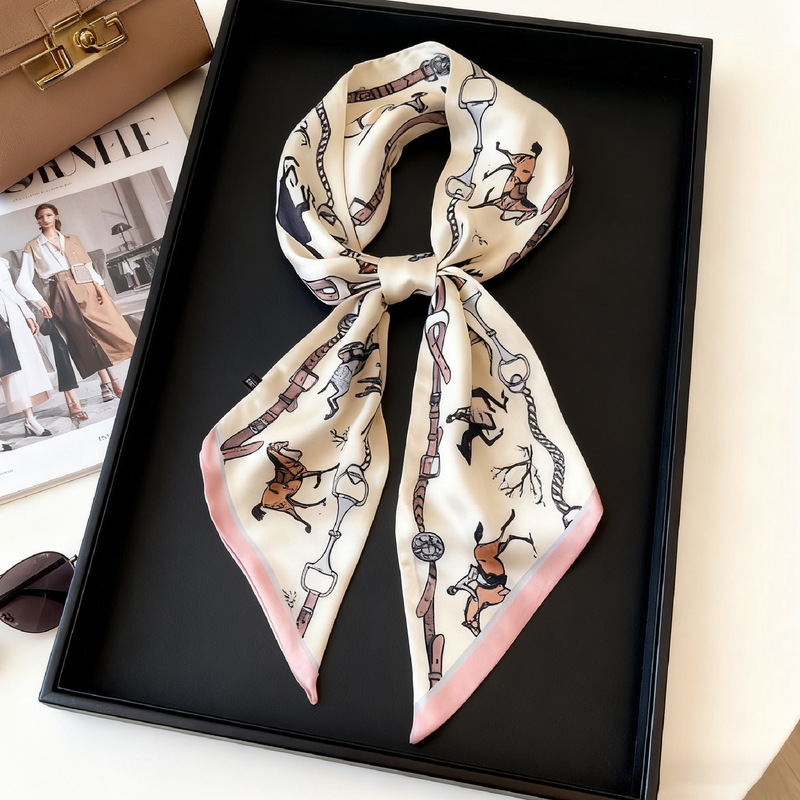 Small Long Silk Scarf for Women in Spring, Autumn and Summer, Belt, Headband, Neck Protector, Matching Shirt, Skirt, Tie, Thin Scarf