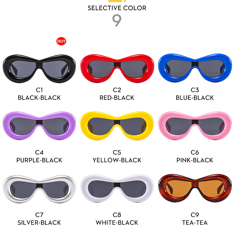 Y2K Spice Girls neue einteilige konkave Form lustige Blase dreidimensionale stilvolle Sonnenbrille bonbonfarbene Sonnenbrille_voghion.com