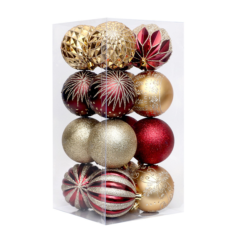 国境を越えた新製品クリスマス装飾品8cm/16個の精品彩色クリスマスボールセットクリスマスツリー飾り|undefined