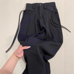 黑色高腰阔腿裤女新款宽松大码胖mm显瘦垂感西装裤直筒拖地休闲裤