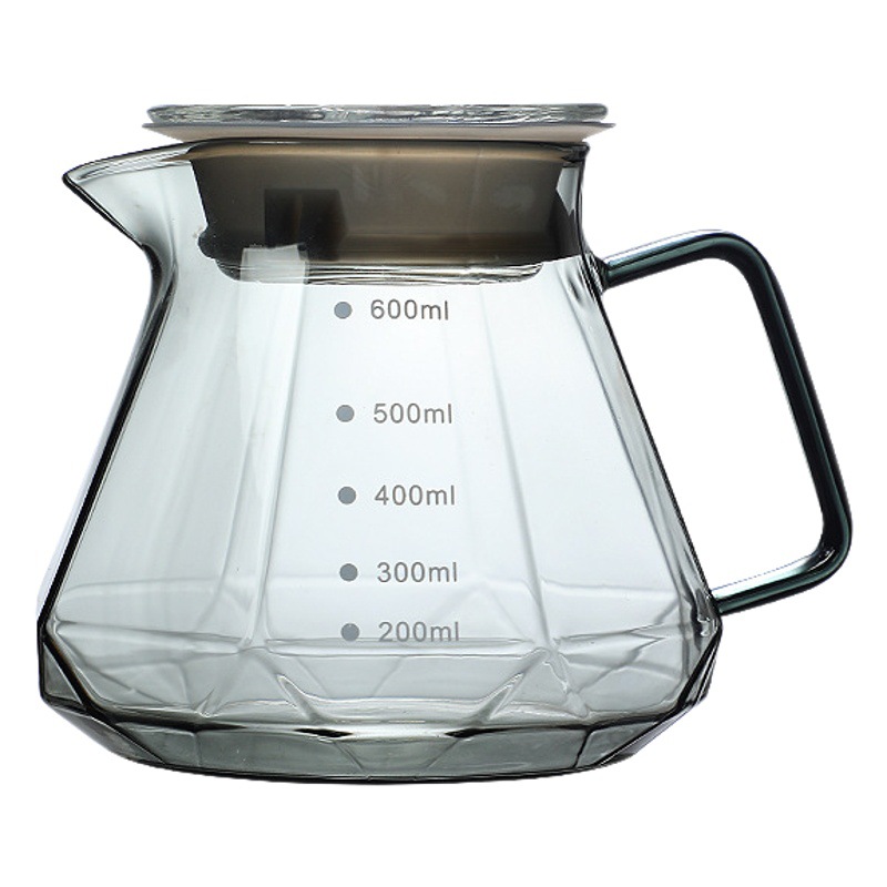 Coffee Pot Heat Resistant Glass Octagonal Diamond Coffee Pot Sharing Pot Drip Filter Cup Hand Coffee Pot suit