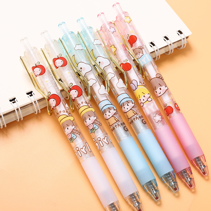golden Hooks Roller ball pen clear bullet 0.5 black girl student Stationery Roller ball pen