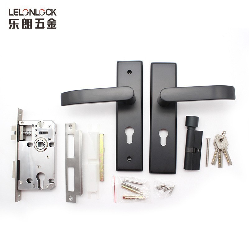 Acero inoxidable 304 panel interior puerta cerradura mudo negro cerradura baño dormitorio puerta de madera cerradura manija de la puerta cerradura