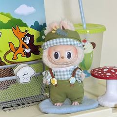 在庫あり! 工場卸売ラブブー第一、第二、第三世代 17cm ベビー服夏の売れ筋グリーンスーツオーバーオール